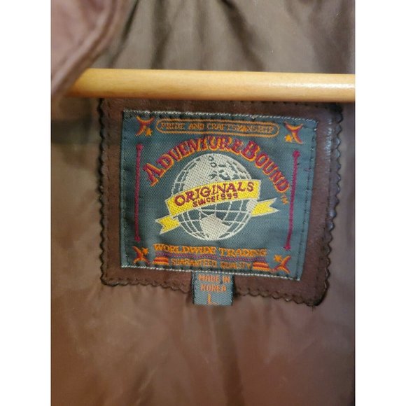 Vintage Burk's Bay Distressed Brown Leather Jacket, Size XL, RN 76727 - Picture 3 of 12